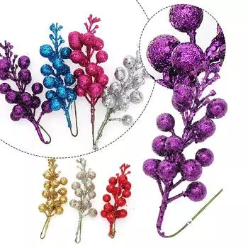 3 шт. искусственные рождественские блестящие ягодные стебли, рождественская елка, венок своими руками, декор, искусственные красные ягодные стебли для домашнего декора свадебной вечеринки шампанского