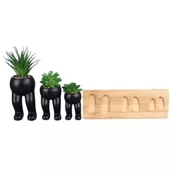 3 шт. искусственные суккулентные растения в керамических горшках современные милые декоративные искусственные суккуленты в форме человека
