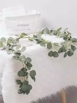 3 шт. искусственных эвкалиптовых лоз, искусственная эвкалиптовая гирлянда, зелень, искусственные листья эвкалипта для дорожки на стол, свадебный фон, арка, украшение на стену зелёный