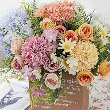 3 шт. искусственных цветов, букет из искусственного шелка для украшения дома, центральных элементов стола, цветочной композиции, свадебного декора, свадебного букета для вечеринки по случаю рождения ребенка 3 Pcs белый