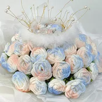 3 шт. искусственных вязаных крючком цветов розы цветы ручной работы розы для украшения дома подарки для друзей семьи День святого Валентина годовщины выпускного свадьбы розовый