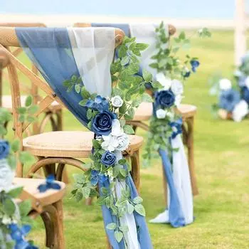 3 шт. искусственный цветочный чехол для стула праздничная атмосфера вечеринка по случаю рождения ребенка красочный свадебный чехол для стула практичное украшение банкета