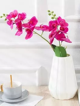 3 шт. искусственный цветок орхидея фаленопсис искусственные цветы пластиковые цветы для домашнего макета сцены цветочная композиция украшения фиолетовый