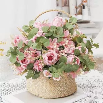 3 шт. искусственный цветок розы с зелеными листьями букет шелковый цветок для украшения свадьбы гостиной дома цветочный орнамент фиолетовый