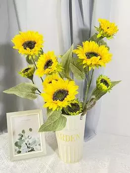 3 шт. искусственный подсолнух 90 см букет подсолнухов цветочная композиция аксессуары для дома украшение свадебной вечеринки оранжевый