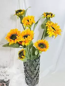 3 шт. искусственный подсолнух 90 см букет подсолнухов семейное украшение на свадьбу цветочная композиция аксессуары домашний стол внутренние свадебные украшения оранжевый
