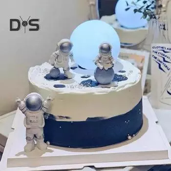 3 шт. Изысканные украшения в виде астронавта, долговечные, практичные, для украшения торта на день рождения в виде космического человека синий