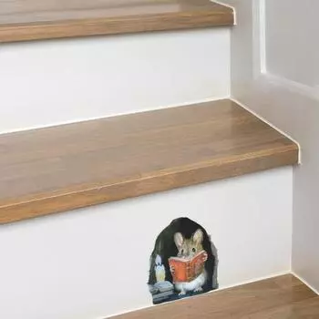 3 шт. Экологически чистая настенная наклейка с милым интересным забавным узором в виде мышиной норы