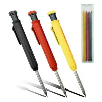 3 шт. Карандаши Carpenter с 18 стержнями Механические карандаши Быстросохнущие строительные карандаши со встроенной точилкой Карандаш с длинным наконечником и глубокими отверстиями A