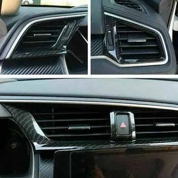 3 шт. карбоновая крышка воздуховода кондиционера на приборной панели для Honda Civic Sedan 2016-2021