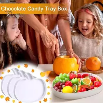 3 шт., картонные буквы для закусок в форме тыквы, которые можно наполнять осенью, для детских праздников. Белый картонный прочный поднос для закусок, коробки для деликатесов в форме тыквы белый