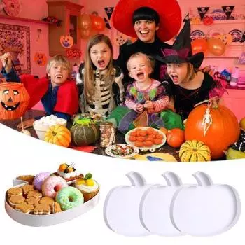 3 шт., картонные буквы для закусок в форме тыквы, которые можно наполнять осенью, для детских праздников. Белый картонный прочный поднос для закусок, коробки для деликатесов в форме тыквы белый