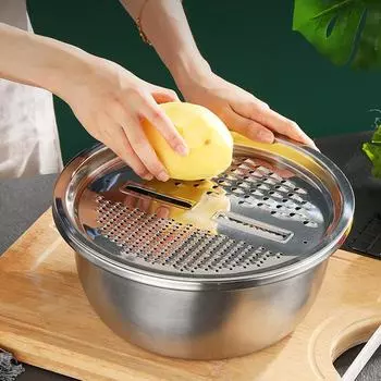 3 шт. кастрюля из нержавеющей стали, овощерезка, слайсер, корзина для слива, сито, дуршлаг, кухонный инструмент, терка, фильтр для мытья риса