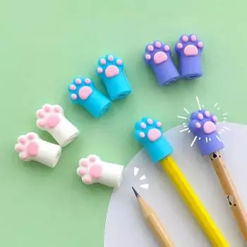 3 шт., кавайный колпачок для карандаша в виде кошачьей лапки, милый удлинитель для карандаша, портативный чехол для сенсорной ручки, корейские канцелярские принадлежности для детей, подарки для школы, офиса