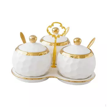 3 шт., керамические кухонные банки для специй, сахарницы, милые коробки для приправ, контейнер для перца, контейнер для приправ белый