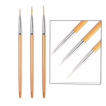 3 шт., кисти для дизайна ногтей, французские полоски, 3D кончики, линии, полосы, сделай сам, ручка для рисования, УФ-гелевые кисти, наборы инструментов для маникюра и маникюра золотистый