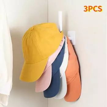 3 шт., клейкие крючки для бейсболок, настенная вешалка для кепок, органайзер для кепок без сверления, держатель для шляпы для дверцы шкафа белый
