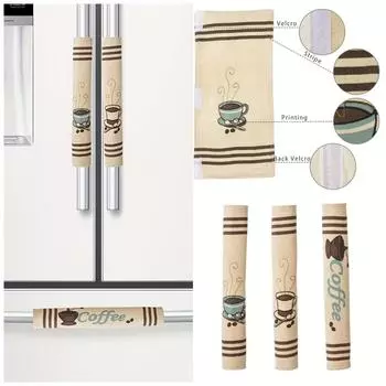 3 шт. Кофейное полотно Холодильник, Перчатки, Украшения для микроволновой печи, Кофеварка, Перчатки, Кухонная техника, Чехол One Size