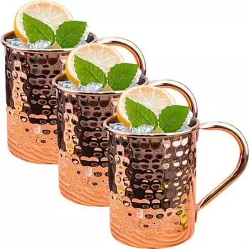 3 шт. коктейльная винная кружка Московский мул кружка из нержавеющей стали с кованым медным покрытием пивная кружка кофейный бар принадлежности посуда для напитков на Рамадан 301-400ml