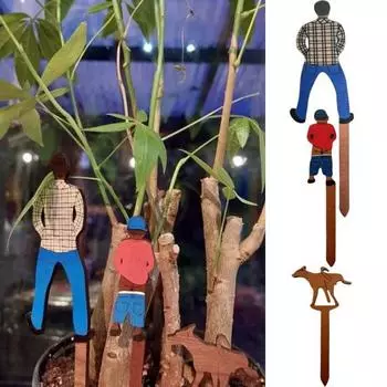 3 шт. колышек для цветочного горшка в виде писающего человека, устойчивый к погодным условиям, прочный деревянный колышек для мини-писающего мальчика, для собак, для украшения горшка для растений в помещении и на улице S