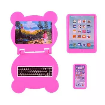 3 шт./компл. 1:12 кукольный домик, миниатюрная складная модель ноутбука, компьютер, планшет, телефон, кукольный дом, офисная сцена, домашний декор, игрушка B