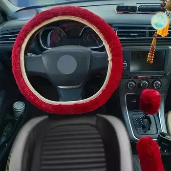 3 шт./компл., 38 см, универсальные плюшевые чехлы на руль автомобиля, зимние чехлы из искусственного меха для ручного тормоза и шестерни, аксессуары для салона автомобиля дубильная кора