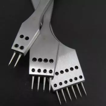 3 шт./компл. 3/3,38/3,85/4 мм кожаное ремесло с круглым отверстием, колющее железное долото, съемная головка для вышивания кожи, инструменты для перфорирования 2/4/6 зубов 4mm