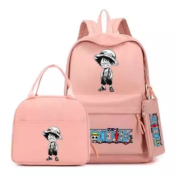 3 шт./компл. аниме цельный дышащий рюкзак с ланч-боксом для девочек и мальчиков, сумка для книг, сумка для отдыха, рюкзак Mochila
