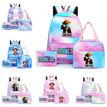 3 шт./компл. аниме цельный рюкзак большой емкости кавайный рюкзак с ланчем сумка пенал для девочки мальчика подростка школьная сумка дорожная сумка рюкзак