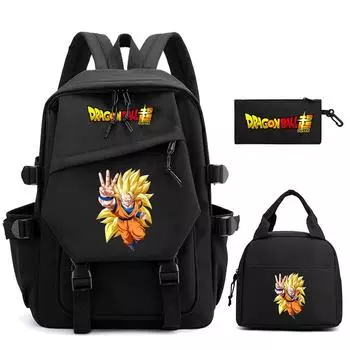 3 шт./компл. аниме Dragon Ball Anti Theft дорожная сумка с сумкой для обеда пенал принадлежности канцелярские принадлежности для девочек мальчиков подростков мужчин женщин сумка для отдыха рюкзак