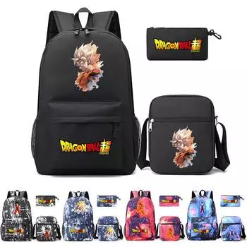3 шт./компл. аниме Dragon Ball Anti Theft дорожная сумка через плечо сумка с легкой книжной сумкой для студентов подростков детский подарочный спортивный рюкзак