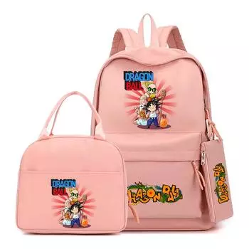 3 шт./компл. Аниме Dragon Ball Kawaii Рюкзак с ланч-боксом, пенал, канцелярские принадлежности для девочек и мальчиков, рюкзак для школьников, дорожная сумка