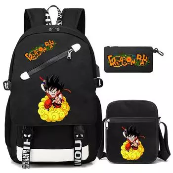 3 шт./компл. Аниме Dragon Ball рюкзак для ноутбука с сумкой на плечо пенал принадлежности канцелярские принадлежности школьный рюкзак для мужчин и женщин повседневная дорожная сумка Mochila