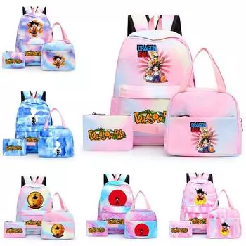 3 шт./компл. аниме Dragon Ball сладкий мягкий рюкзак с ланч-боксом пенал канцелярские принадлежности школьная сумка для мальчиков и девочек сумка для мужчин и женщин дорожная сумка