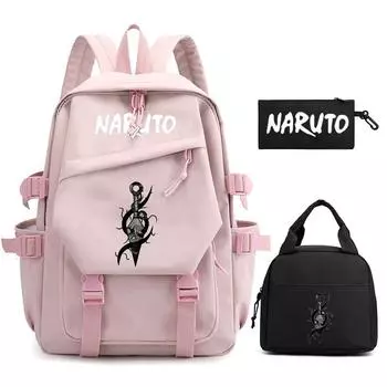 3 шт./компл. аниме Наруто нейлоновый рюкзак с сумкой для обеда для девочек и мальчиков подростков школьный рюкзак для мужчин и женщин сумка для отдыха и путешествий