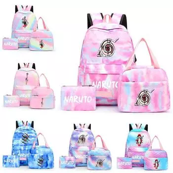 3 шт./компл. аниме Наруто рюкзак Back To Schoobag с сумкой для обеда для девочек-подростков, мальчиков, студентов, книжная сумка, мужская и женская дорожная сумка для отдыха