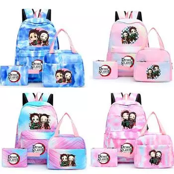 3 шт./компл., аниме, рюкзак «Убийца демонов», Back To Schoobag с сумкой для обеда для девочек и мальчиков, студенческая сумка для книг, мужская и женская дорожная сумка Mochila