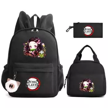 3 шт./компл., аниме, рюкзак «Убийца демонов» с сумкой для обеда, пенал, школьная сумка для мальчиков и девочек, сумка для мужчин и женщин, дорожная сумка Mochila