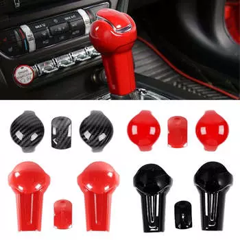 3 шт./компл. автомобильная ручка переключения передач головка авто внутренняя ручка переключения передач крышка отделка крышка красно-черное углеродное волокно для Ford Mustang 2015 - 2019