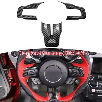3 шт./компл. аксессуары для салона автомобиля из углеродного волокна, отделка рулевого колеса, подходит для Ford Mustang 2015-2023