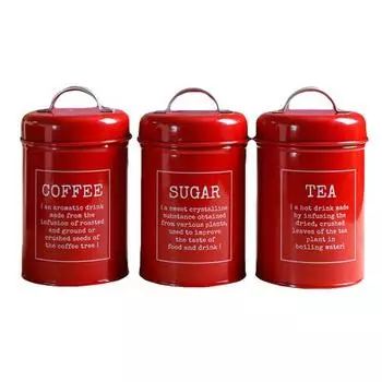 3 шт./компл., банка для специй, сахар, кофе, чай, канистра для хранения продуктов, аксессуары для домашней кухни красный