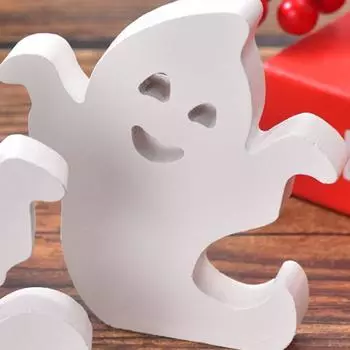 3 шт./компл. Белый Хэллоуин Атмосфера Украшения Мультфильм Деревянный Призрак Знак Друг 3pcs