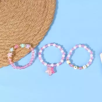 3 шт./компл. браслет, вечерние браслеты со звездами и буквами ярких цветов, детские браслеты с бусинами для девочек, подарок
