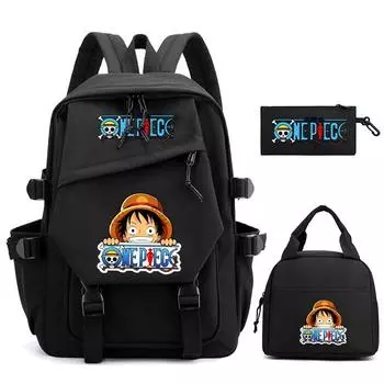 3 шт./компл., цельный нейлоновый рюкзак в стиле аниме с сумкой для обеда для девочек и мальчиков, школьный рюкзак для мужчин и женщин, дорожная сумка для отдыха