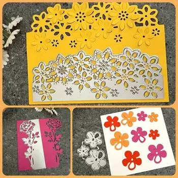 3 шт./компл., цветочная кружевная кайма, металлические штампы для резки, нож, трафарет для скрапбукинга, DIY тиснение, изготовление карт