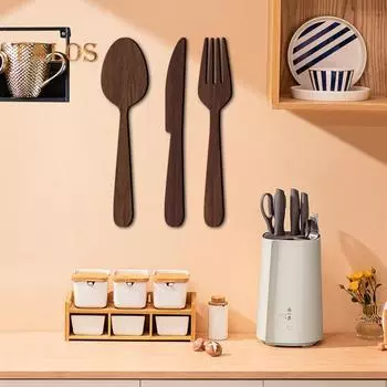 3 шт./компл. деревянные столовые приборы настенное украшение домашняя кухня фон настенное искусство 3D резак вилка ложка посуда подвесной орнамент знак кулон M