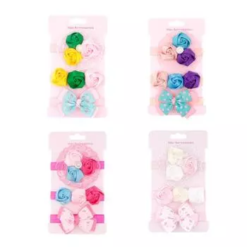 3 шт./компл. детские повязки на голову с цветочными бантами, эластичная детская повязка для волос, тюрбан, аксессуары для волос