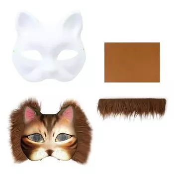 3 шт./компл. DIY Handmade Граффити Половина Маска Терианская Маска Комплект Пустая Маска Половина Лица Нарисованная От Руки Животное Кошка Лиса Маска Подарки Для Вечеринки