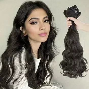 3 шт./компл. длинные волнистые волосы, синтетические накладные волосы на клипсах, элегантные для ежедневного использования, аксессуары для волос 60cm