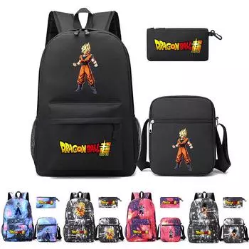 3 шт./компл. Dragon Ball Удобная женская дорожная сумка через плечо унисекс рюкзак с легкой сумкой для книг для студентов-подростков, детская сумка для ноутбука
